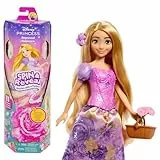 Mattel Disney Prinzessin Rapunzel Modepuppen-Set, Spin & Reveal mit 11 Überraschungen, darunter 5 Accessoires, 5 Sticker und eine Szene zum Spielen, vom Film inspiriert, HTV86
