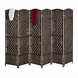 Relaxdays Paravent Raumteiler, HxB: 170x240 cm, Faltbarer Raumtrenner, 6-teiliger Sichtschutz, Holz & Papierseil, braun