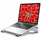 Soqool, Laptop-Ständer für den Schreibtisch, ergonomischer, belüfteter Notebook-Ständer aus Aluminium, kompatibel mit MacBook Air/Pro, Dell XPS, HP (11–17,3 Zoll), silberfarben – ideal fürs Homeoffice