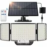 SIGRILL Solarlampen für Außen, 212LED Große Solarleuchte Aussen mit Bewegungsmelder, IP65 Wasserdichte Solar Strahler mit 3 Modi, 340°Beleuchtungswinkel, Superhelle Solarlampen für Garage, Garten