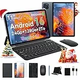 KINGRID 2026 Neues Tablet mit Tastatur Android 16-24 GB RAM + 128 GB ROM, Tablet 11 Zoll mit Widevine L1, 8000 mAh Akku, Octa-Core, 5G WiFi/GMS Tablets mit Stift und Maus, Hülle