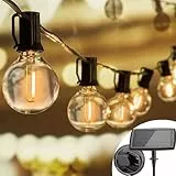 Joomer Solar Outdoor Lichterkette, 18.3M mit 25+2 PCS G40 Party Lichterkette Glühbirnen Außen, 4 Modi Wetterfeste Warmweiß Solar Lichterkette Aussen für Garten Patio Terrasse Party Hochzeiten Deko