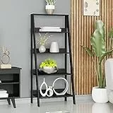 Madesa Bücherregal für Bücher und Dekorationen für Wohnzimmer, Büro, Arbeitszimmer und Schlafzimmer, 135 x 38 x 61 cm, aus Holz - Schwarz