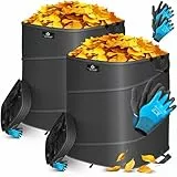 KESSER® Pop-Up-Gartensack 2x 219L Set Laubsack Gartenabfallsack inkl. Handschuhe | Selbststehend mit Griffen Stabil Robust & Faltbar | Laubsäcke Rasenschnitt Gartensäcke für Gartenabfälle Grünschnitt