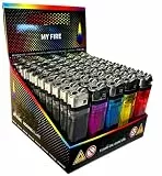 100 Stück Einwegfeuerzeuge mit Reibrad Einweg Feuerzeug in Display einstellbare Flamme Lighter 2X 50 er Pack