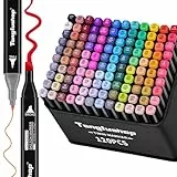 Tongfushop 120 Farben Marker Stifte Set, Meißel & Feine Verdoppelt Spitzt Alkoholmarker, 2 Sekunde Schnell Trocknende Kunst Sketch Permanent Filzstifte für Zeichnung, Design, Rendering, Brief, Manga