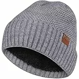 HASAGEI Strickmütze Herren Damen Beanie Mütze Thermo Atmungsaktiv Winter Mütze Weiches Fleecefutter Warm Wintermütze Unisex Cuffed Beanie Hats (Grau)