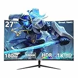 Great voell Curved Gaming Monitor 27 Zoll, 180 Hz, 1800R, FHD 1080p, FreeSync, HDR10, VA, 4000:1 Kontrastverhältnis