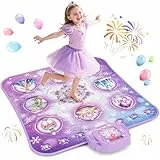 Tanzmatte Kinder Spielzeug Geschenke Mädchen: 8-Tasten Tanzmatte mit Bluetooth 4 Spielmodi Integrierte Musik Dance Mat Kids Geburtstag Weihnachts Geschenk für Lila Prinzessin Alter 3 4 5 6 7 8 9 Jahre