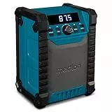 MEDION E65895 Baustellenradio mit Akku (Robustes Gehäuse, Tragegriff, Bluetooth, Spritzwassergeschützt (IP54), UKW Radio, AUX) grün