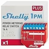 Shelly Plus 1PM | WLAN & Bluetooth Relais Schalter mit Strommessung - 16A | Lichtsteuerung | Funktioniert mit Alexa & Google Home | iOS- & Android-App | Kein Hub erforderlich