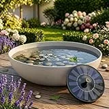 Outdoor Solar-Brunnen Set - Tiefe 45cm Schale in grau als Garten-Brunnen