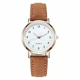 LIWEARE Damenuhr, Damen Analog Quarz Uhr mit PU-Leder Armband, Uhren Damen Einfache Business Klassische Armbanduhr Lässig Quarzuhr Leuchtuhr (Braun)
