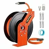 ValueMax Drucklufttrommel Druckluftschlauchtrommel Metall, Schlauch 15m+1m, 1/4' Anschluss, Automatik Schlauchaufroller Einziehbare Luftschlauchtrommel Max. 300 PSI/20 Bar