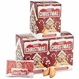 FOOD crew 30x Weihnachtsglückskekse mit Lebkuchen Geschmack – Glückskekse - Süßigkeiten Weihnachten - Gebäck Einzeln Verpackt mit deutschen Sprüchen - Vegan - Made in Germany