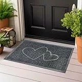 Majo Lifestyle und Home® Fußmatte rutschfest waschbar Flur-Matte weiche Haustür-Matte, Schmutzfangmatte für innen und außen, Fussabtreter Eingangsbereich (SCHWARZ Herz, 38x58 cm)
