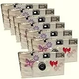 7X PHOTO PORST Einwegkamera Butterfly, Edition Liebe & Love & Herzen, mit Blitz, Batterien und Film (7er Pack, je 27 Aufnahmen, 35mm Farbfilm)