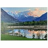 MyPuzzle Sieben Quellen im Loisachtal bei Eschenlohe gegen Zugspitzgruppe im Abendlicht - Premium 500 Teile Puzzle - MyPuzzle Sonderkollektion von Puzzle Galaxy