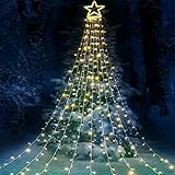 iShabao Christbaumbeleuchtung mit Sterne 317 LED Weihnachtsbeleuchtung Außen, 3M x 9 Girlanden, Lichterkette Eisregen für Weihnachtsbaum, Tannenbaum, Fenster, Garten (Warmweiß)