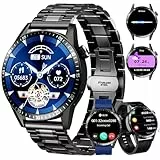 Homailida Smartwatch Herren mit 3 Uhrgürteln, Smartwatch mit Anruf-, Sprachassistent-und Nachrichtenfunktionen, Business-geeignet, über 100 Sportmodi, Sportuhr für Android und iOS, Schwarz