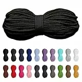 Slantastoffe 50 Meter Baumwollkordel 5mm, Baumwollschnur, Kordel, Seil, Turnbeutel, 21 Farben (Schwarz)