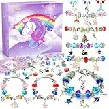 ZOOI Einhorn Geschenke für Mädchen, Schmuck Selber Machen Set, Schmuck Basteln Kinder Mädchen Geschenke 4-13 Jahre, Bastelset Kinder ab 6 Jahre, Armbänder Selber Machen