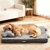 CJYMMFAN Orthopädisches Hundebett mit abnehmbarer Kopfstützenrolle, waschbares Haustierbett mit Eierkisten-Schaumstoff, wasserdichtes Hundebett mit Kissen für Kopf- und Gelenkunterstützung