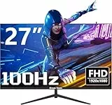 Great voell 27-Inch Falt Gaming Monitor, 100Hz, FHD (1920x1080P), HDR, 99% sRGB, FreeSync, Built-in Speakers, Anti-Blue Light, VESA Mountable, HDMI 2.0, Tilt Adjustable, 16:9 PC Screen