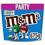 M&M’s Crispy, Schokolinsen aus Milchschokolade mit Knusperkern als Halloween Süßigkeiten, Großpackung Halloween Schokolade für Partys, Schokoladen-Geschenk, 1 x 675g