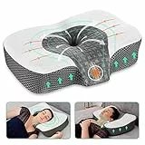 Elviros Orthopädisches Kissen aus Memory Foam, Kopfkissen Nackenschmerzen, Schlafkissen, Ergonomisches Nackenhörnchen, Nackenstützkissen, Antischnarchkissen für Seitenschläfer, Bauchschläfer, Weiß