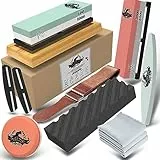 Abziehsteine Schleifstein Set für Messer - Professionell Wetzstein 4 Seite 400/1000 3000/8000 Körnung Messerschärfer mit Rutschfeste Basis Abflachstein Messerschleifer (14 Stücke)