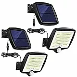 MPJ Solarlampen für Außen, 118 LED Solarleuchte Aussen mit Bewegungsmelder, IP65 Wasserdichte, 120°Beleuchtungswinkel, Solar Wandleuchte für Garten mit 5m Kabel [2 Stücke]