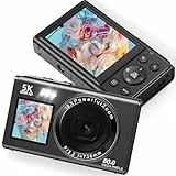 Digitalkamera 5K 80MP Kamera Fotokamera mit 2,4' LCD & 1,5' Selfie Display für Selfie, 18X Zoom, 32GB TF Karte, Vlogging Digital Camera Kompak Fotokamera für Jugendliche Anfänger & Erwachsene Schwarz