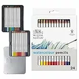 Winsor & Newton 0490015 präzisions Aquarell - Künstlerfarbstifte im Set, 24 lebendige Farben, hochwertige Künstlerpigmente für farbkräftiges Malen in mehreren Schichten, höchste Farbbrillanz