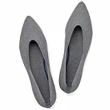 Frank Mully Frauen Spitze Zehe Ballett flach Strickkleid Schuhe Low Wedge Flache Schuhe Komfort Slip On Flats Schuhe für Frau Klassische Schuhe, Grau, 37 EU