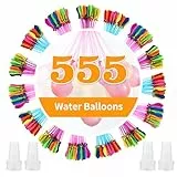 555 Stück Wasserbomben Selbstschließend，Wiederverwendbare Wasserbomben mit 4 Wasserhahn Anschluss，Bunt Wasserballons，60 Sekunden Schnellfüller，Wasserbomben Luftballons，für Strände, Poolparty