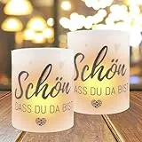 Windlichter Tischdeko, 12 Stück Lichthülle, Schön DASS DU DA BIST, Windlicht Tischdeko für Teelichter, Kerzen Dekoration, Geburtstag, Hochzeit, Kommunion