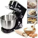 Syntrox Germany KM-1000W Küchenmaschine Knetmaschine Mixer, Edelstahl-Behälter, 5 Liter, schwarz
