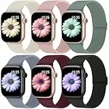 Higgs 6 Stück Elastisch Armband Kompatibel mit Apple Watch 40mm 41mm 42mm(Series 11 10) 38mm Damen Herren, Nylon Textil Stoff Solo Loop für iWatch Band SE 3/2 Series 11 10 9 8 7 6 5 4 3 2 1