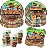 50 Stück Partygeschirr Set,Kindergeburtstag Geschirr Set,Partygeschirr Geburtstag,Geburtstag Deko,Deko Partyzubehör Pappteller Set Mit Teller Becher Servietten,Party Geschirr für 10 Gäste