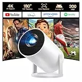 Mini Projektor Beamer mit WLAN und Bluetooth, Android 14 integriert, 1080P 4K Unterstützung, Tragbarer Projektor LYNCAST 180° schwenkbar Upgrade Projektor für Heimkino, Outdoor Einsatz HY300 Pro