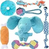 Speedy Panther 7 Stück Hundespielzeug für Kleine Hunde, Plüschspielzeug Quietschspielzeug, Welpe Kauspielzeug, Hundeseil Spielzeug Set für Kleine Mittlere Hunde
