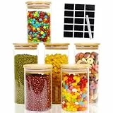 Lannvan Vorratsgläser Mit Deckel - 6er Set Luftdicht Glasbehälter mit Deckel - Vorratsdosen Mit Holzdeckel - Küche Luftdicht Aufbewahrungsgläser - 600ml/950ml