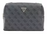 GUESS Orlina Double Zip Cosmetic Bag Coal Logo