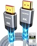 SNOWKIDS HDMI 2.1 Kabel 2meter Zertifiziertes, HDMI Kabel 10K 8K 48Gbps Highspeed 8K@60Hz 4K@120Hz 7680P DTS:X,HDCP 2.3,HDR 10,eARC, Kompatibel mit PS/5/4/3 HDTV Monitor