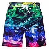 Idgreatim Badehose für Teenager und Jungen, UV-Schutzfaktor 50+, schnell trocknend, Bademode mit Netzfutter, 7-14 Jahre - mehrfarbig - 13-14 Jahre