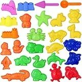 TOYANDONA 27 teiliges Sandformen Set für Kinder - Sandkasten Spielzeug mit Schloß-, Tier- & Meeres-Formen – Strandspielzeug Zubehör für Kinetischen Sand & Matschküche (Zufällige Form)