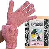 Temple Spring Peelinghandschuh, Peeling Körper Duschschwamm, Waschhandschuh Körper Sauna Zubehör, Peeling Handschuh, Duschhandschuh Badezubehör für Ingrown Hair, Luffa Handschuh - Rosa
