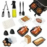 Airfryer zubehör kompatibel mit für AF400EU AF500EU AF300EU Und 7,6-10,4L Heissluftfritteuse, für Heißluftfritteuse Zubehör enthält Einschließlich Silikonform, Backform, Sprühöl etc