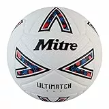 Mitre Ultimatch Fußball | verbesserte Ballkontrolle | äußerst strapazierfähig | noch mehr Präzision | Ball Fußball, Weiß/Schwarz/Bib-Rot, 4